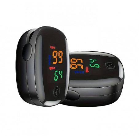 PULSOKSYMETR PULSOMETR NAPALCOWY TĘTNO PULS SATURACJA OLED CE CZARNY + ETUI