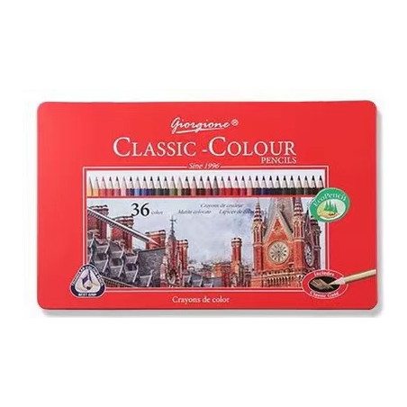 KREDKI OŁÓWKOWE ZESTAW ARTYSTYCZNY 36 KOLORÓW W METALOWYM OPAKOWANIU GRUBE