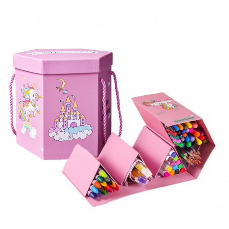 ZESTAW ARTYSTYCZNY KREDKI PISAKI FARBY 114 EL. PREZENT DLA DZIEWCZYNKI