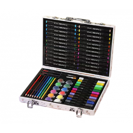ZESTAW ARTYSTYCZNY DO MALOWANIA WALIZKA KREDKI PISAKI FARBY PLASTYCZNY