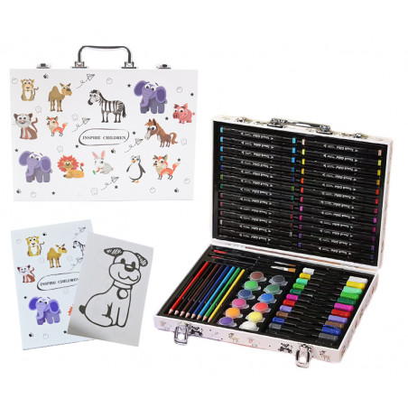 ZESTAW ARTYSTYCZNY DO MALOWANIA WALIZKA KREDKI PISAKI FARBY PLASTYCZNY