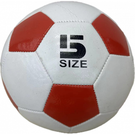 PIŁKA NOŻNA DO GRY W NOGĘ PIŁKĘ NOŻNĄ SKÓRA SZYTA BIAŁO CZERWONA ROZMIAR 5