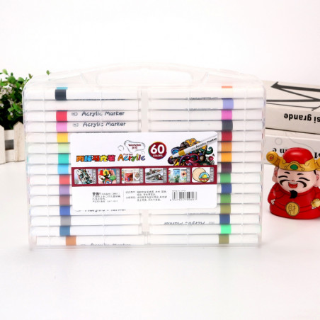 MARKERY AKRYLOWE PISAKI FLAMASTRY OGROMNY ZESTAW 60 SZT ACRYLIC WODOODPORNE
