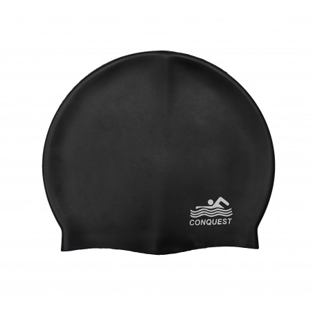 CZEPEK PŁYWACKI DO PŁYWANIA NA BASEN BASENOWY SILIKONOWY 100% CZARNY