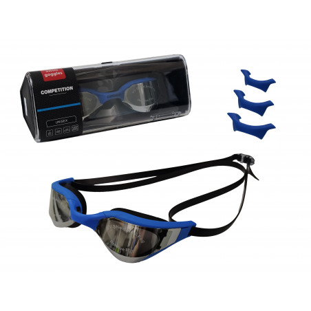 OKULARY PŁYWACKIE NIEBIESKIE + CZEPEK DO PŁYWANIA NIEBIESKI BASEN ANTYPARA REGULACJA + ETUI