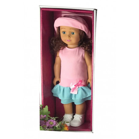 DUŻA LALKA NIEBIESKA SPÓDNICZKA + KAPELUSZ 46cm