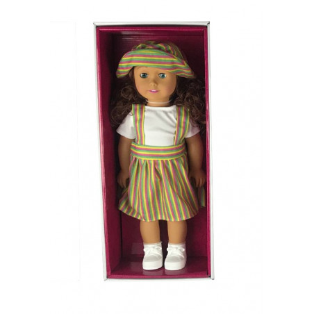 DUŻA LALKA SUKIENKA W PASKI 46cm