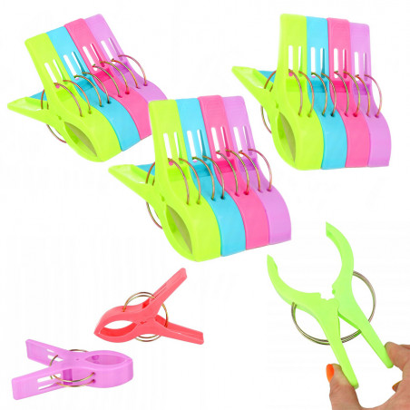 DUŻE KLIPSY SPINACZE KLAMERKI DO LEŻAKÓW RĘCZNIKÓW OBRUSÓW STOŁÓW 12szt