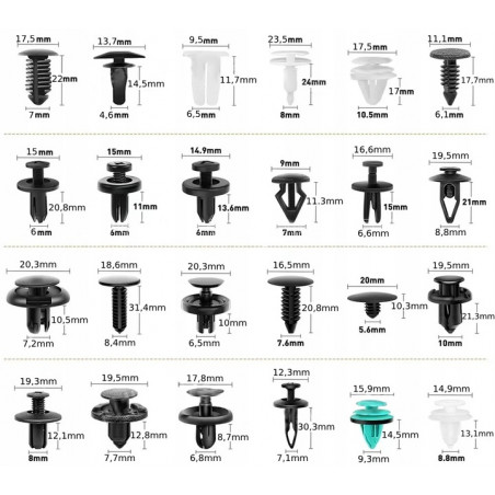 SPINKI SAMOCHODOWE DO TAPICERKI KOŁKI KLIPSY ZESTAW 800 SPINEK + ŚCIĄGACZE