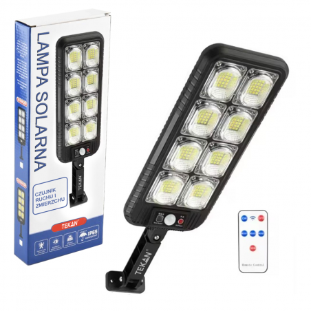 LAMPA SOLARNA LED LATARNIA ULICZNA OGRODOWA CZUJNIK RUCHU ZMIERZCHU PILOT