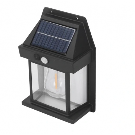 LAMPA SOLARNA LED ELEWACYJNA KINKIET OŚWIETLENIE DEKORACYJNE Z ŻARÓWKĄ