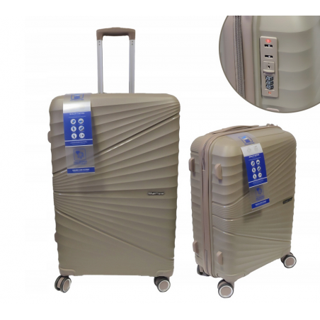 ZESTAW WALIZEK WALIZKA KABINOWA 20" + DUŻA 28" XL PODRÓŻNA LEKKA 4 KÓŁKA BEŻOWA