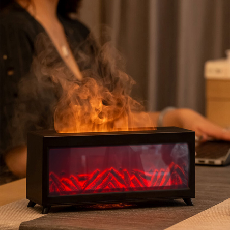 NAWILŻACZ POWIETRZA KOMINEK LAMPKA NOCNA EFEKT PŁOMIENIA LED DYFUZOR PILOT