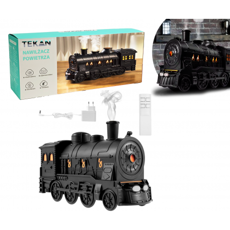 NAWILŻACZ POWIETRZA LOKOMOTYWA Z PARĄ WODNĄ LAMPKA NOCNA LED DYFUZOR PILOT