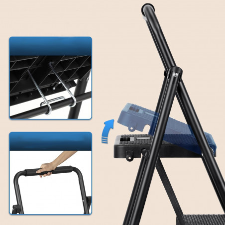 copy of DRABINA DOMOWA BIUROWA 3 STOPNIE SKŁADANA LEKKA DUŻE STOPNIE SOLIDNA