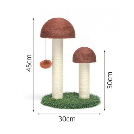 DRAPAK DLA KOTA SIZALOWY GRZYBEK 2 GRZYBKI TRAWKA + ZABAWKA WISZĄCA 45x30cm