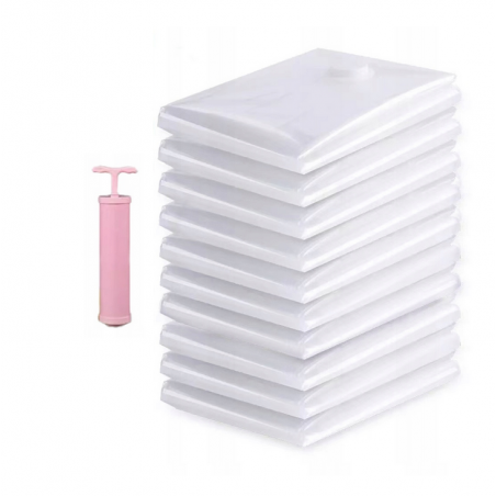 DUŻE WORKI PRÓŻNIOWE 80x100 NA UBRANIA ODZIEŻ POŚCIEL ZESTAW 10szt + POMPKA