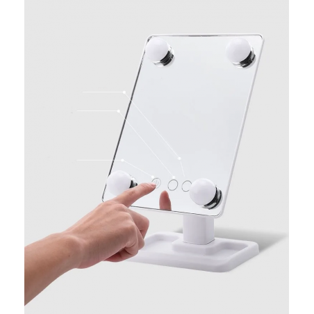 LUSTERKO KOSMETYCZNE PODŚWIETLANE 4x KULE LED DO MAKIJAŻU BATERIE LUB USB BIAŁE