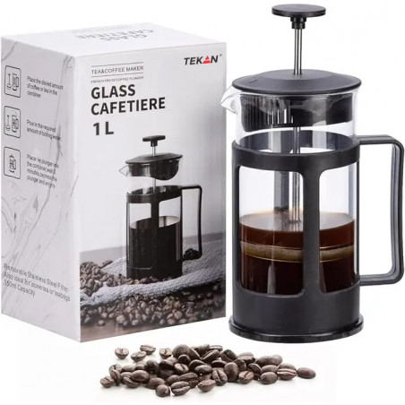 ZAPARZACZ DO KAWY HERBATY FRENCH PRESS TRADYCYJNY RĘCZNY DUŻY SZKLANY 1L