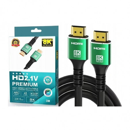 KABEL HDMI 2.1 PREMIUM ULTRA HIGH SPEED UHD 8K 4K 144Hz, 120Hz, 60Hz 5m ARC