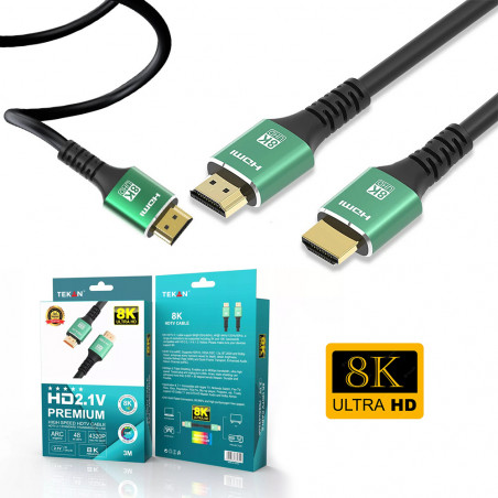 KABEL HDMI 2.1 PREMIUM ULTRA HIGH SPEED UHD 8K 4K 144Hz, 120Hz, 60Hz 3m ARC