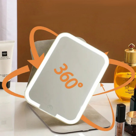 LUSTERKO KOSMETYCZNE LED SKŁADANE OBROTOWE SLIM JAK TABLET BIAŁE PODRÓŻNE