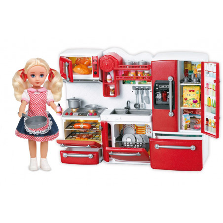 ZESTAW MINI KUCHNIA DLA LALEK MEBLE DŹWIĘK + ŚWIATŁO