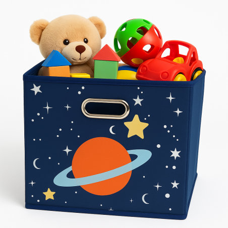 Składany kosz na zabawki 30x30x30 cm Kosmos Niebieski pasuje do IKEA