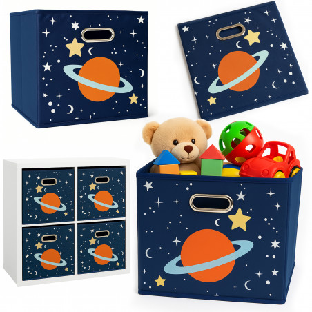 Składany kosz na zabawki 30x30x30 cm Kosmos Niebieski pasuje do IKEA