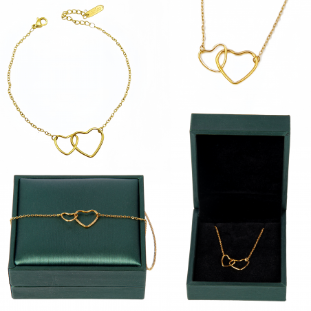 ZŁOTA BRANSOLETKA SERCA SERDUSZKA POZŁACANY 18K STAL CHIRURGICZNA SZKATUŁKA