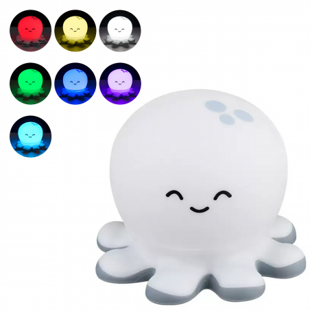LAMPKA NOCNA LED DLA DZIECI SILIKONOWA OŚMIORNICA KOLOROWA MIĘKKA USB-C RGB