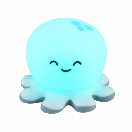 LAMPKA NOCNA LED DLA DZIECI SILIKONOWA OŚMIORNICA KOLOROWA MIĘKKA USB-C RGB