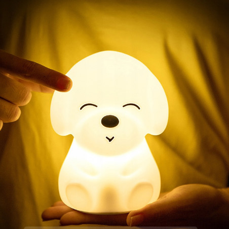 LAMPKA NOCNA LED DLA DZIECI SILIKONOWA PIESEK KOLOROWA MIĘKKA USB-C RGB