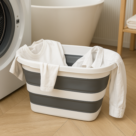 KOSZ SKŁADANY UNIWERSALNY NA PRANIE MISKA SILIKONOWY NA BIELIZNĘ KEMPING