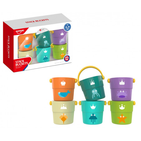 KOLOROWE KUBECZKI WIADERKA DO KĄPIELI HUANGER 6 SZT.